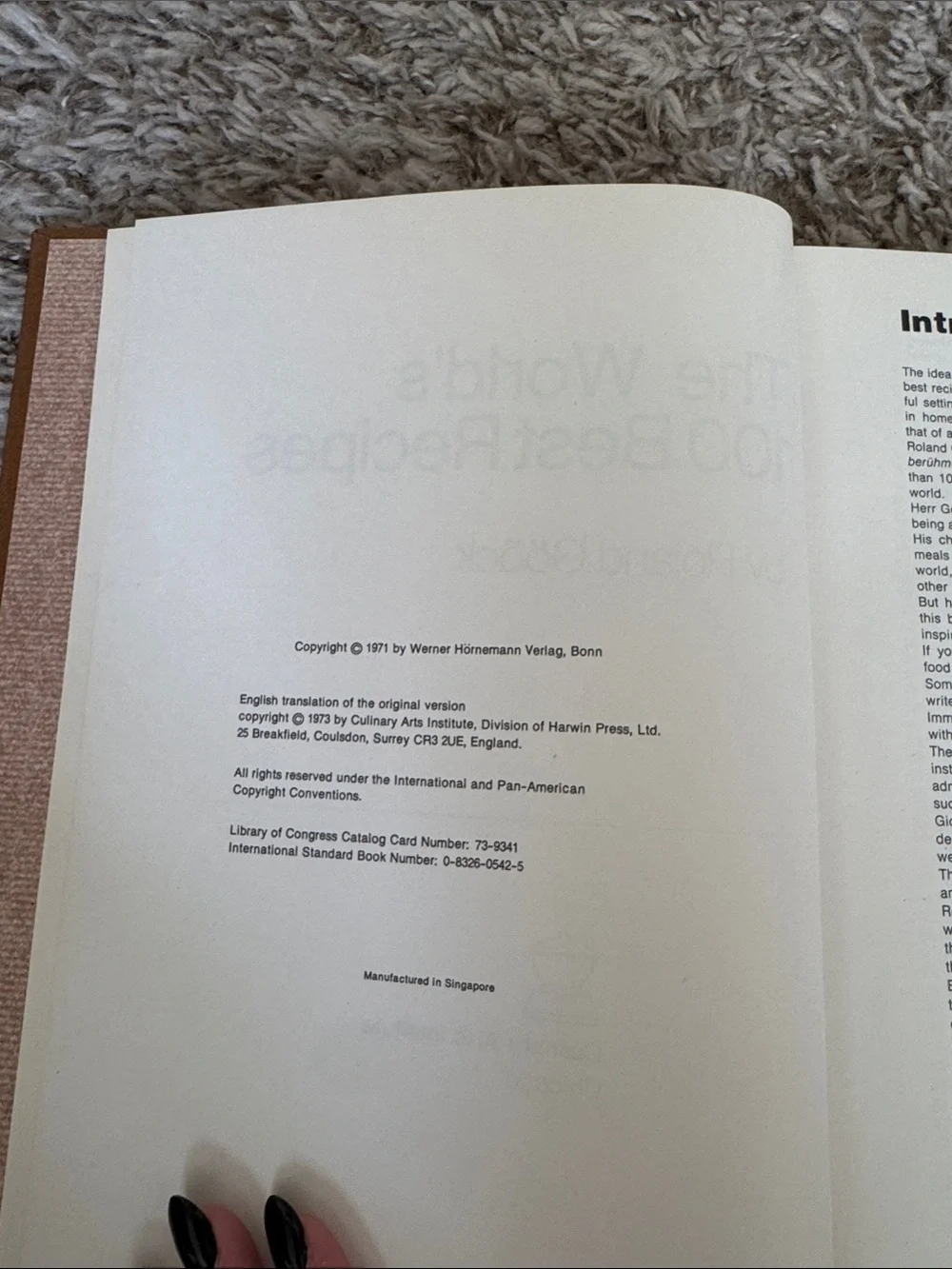 Vintage 1973 The World’s 100 Best Recipes Roland Gööck Hardcover Cookbook